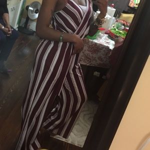 Burgundy and white jumpsuit